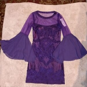 NWT Sue Wong Purple Bell Sleeve Dress Sz 6